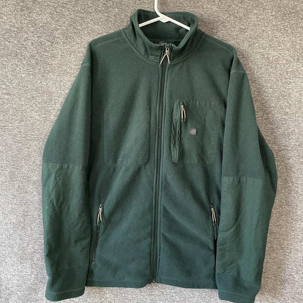 Roark Landfall Fleece Jacket Mens XL Green‎ Full Zip Chest Pocket Outdoor